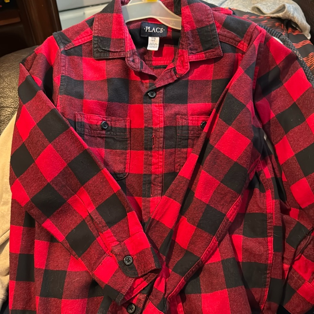 Red and black long sleeve button up